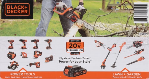 BLACK + DECKER LCS1020 10-Inch Max Lithium 20-Volt Cordless Chainsaw - Black/Orange,  1 Count - Kroger