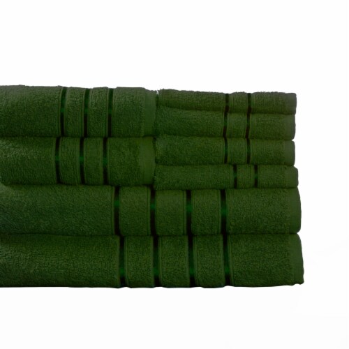 Lavish Home 8 Piece 100% Cotton Plush Bath Towel Set - Green Perspective: top