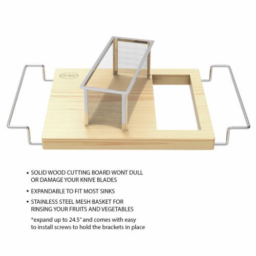 Cutting Board with Wire Colander- 2 in 1 Adjustable Wooden Chopping Board  for Over the Sink, 1 unit - Food 4 Less