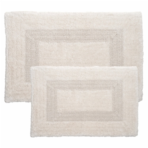 Lavish Home 100% Cotton 2 Piece Reversible Rug Set - Ivory Perspective: top