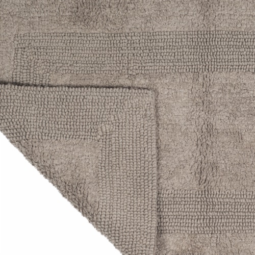 Lavish Home 100% Cotton Reversible Long Bath Rug - Taupe - 24x60 Perspective: top