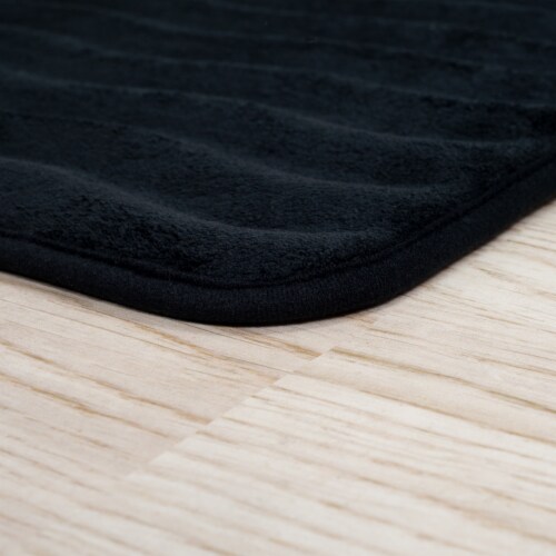 Lavish Home 2 Piece Memory Foam Bath Mat Set - Black Perspective: top