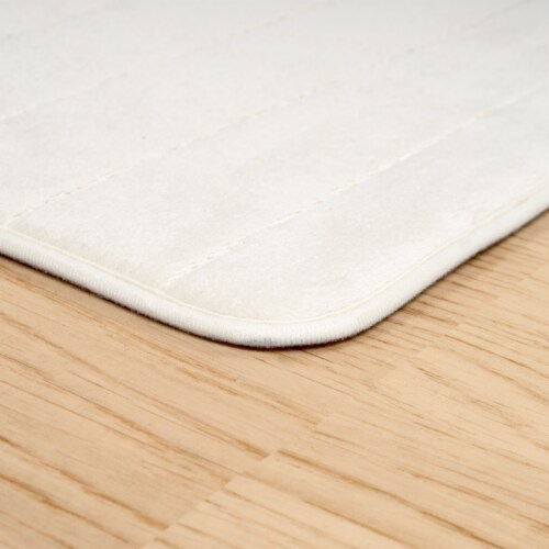 Lavish Home Memory Foam Striped Extra Long Bath Mat - White - 24x60 Perspective: top