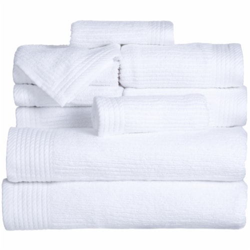 Chic Home Dobby Border Turkish Cotton 4 Piece Bath Towel Set in White