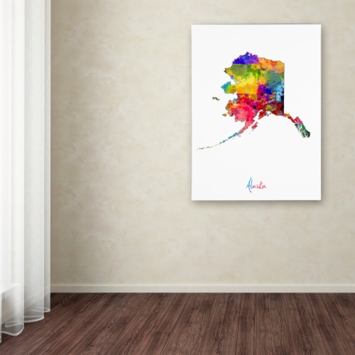 Michael Tompsett 'Alaska Map' Canvas Wall Art 35 x 47 Inches Perspective: top