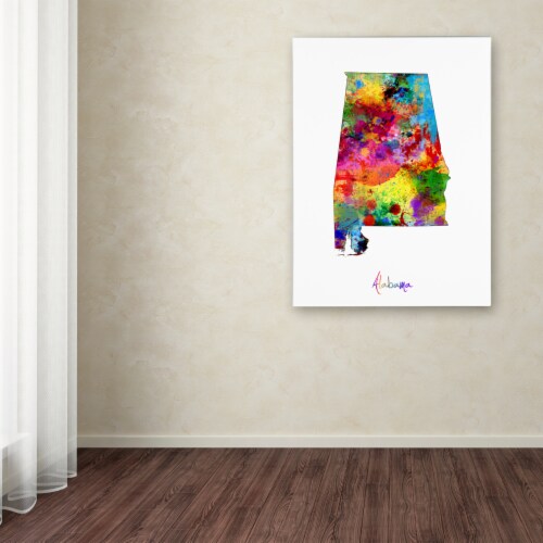 Michael Tompsett 'Alabama Map' Canvas Wall Art 35 x 47 Inches Perspective: top