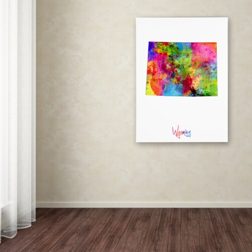Michael Tompsett 'Wyoming Map' Canvas Wall Art 35 x 47 Inches Perspective: top
