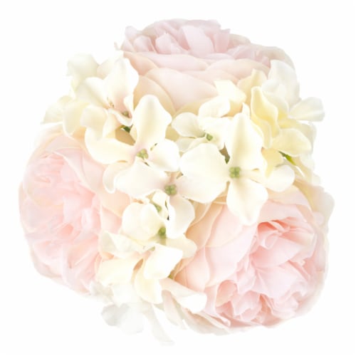 Pure Garden Hydrangea and Rose Floral Arrangement &#150; Pink and Cream Perspective: top