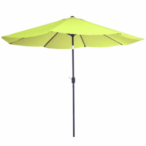 Pure Garden 50-100-LG 10 ft. Patio Table Umbrella with Easy Crank & Auto Tilt, Green Perspective: top