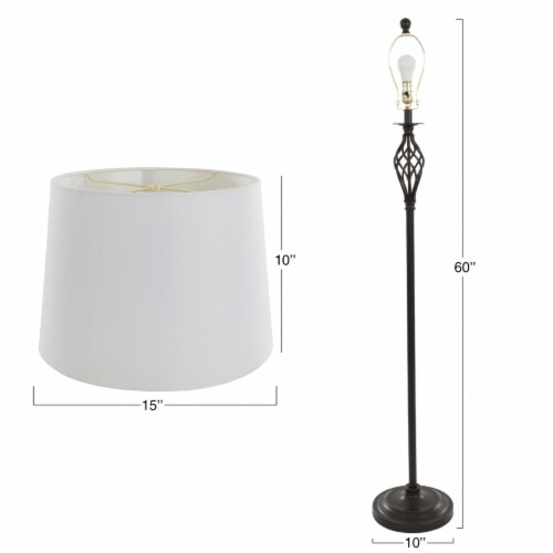 Set of 3 Metal Cage Matching Floor and Table Lamps with LED Bulbs Included Perspective: top