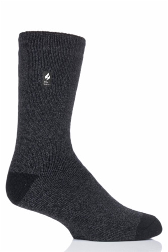 Heat Holders® Men's LITE™ Fieldfare Twist Crew Sock - Black / Grey Perspective: top