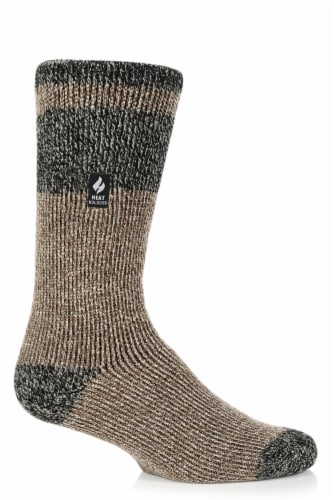 Heat Holders® Men's Rook Block Twist Crew Sock - Clay/Black Perspective: top