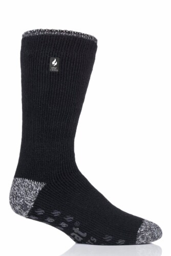 Heat Holders® Men's Michael Solid Crew Slipper Sock - Black Perspective: top