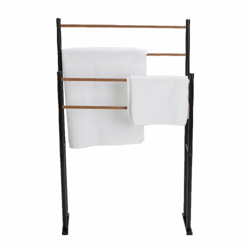 Mind Reader 4-Bar Freestanding Towel Rack - Black Perspective: top