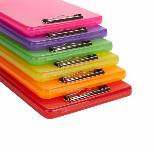 Mind Reader Multi-Pack Plastic Clipboards with Portfolio Storage - Translucent Perspective: top