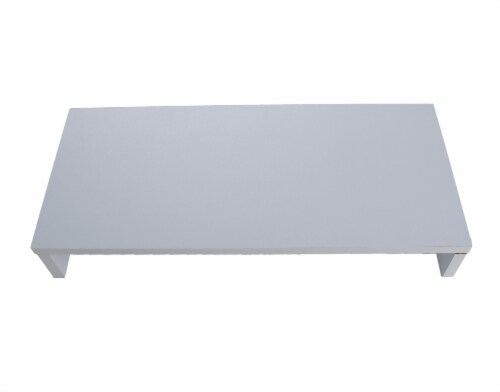Mind Reader Wooden Monitor Stand Riser with Storage - White Perspective: top