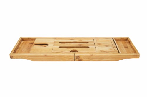 Mind Reader Luxury Extendable Bamboo Bath Caddy - Brown Perspective: top
