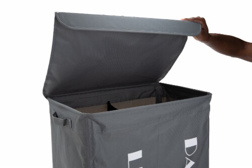 Mind Reader Double Rolling Laundry Hamper Sorter With Lid - Grey Metallic Perspective: top