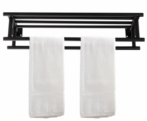 Mind Reader Wall Mounted Towel Rack - Black Perspective: top