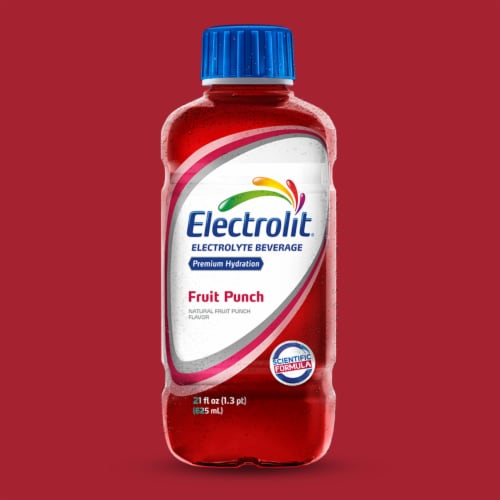 Electrolit Premium Hydration Fruit Punch Sports Drink Bottle Perspective: top
