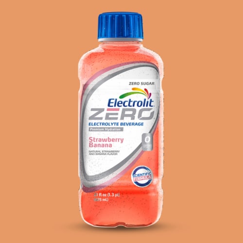 Electrolit Premium Hydration Zero Sugar Strawberry Banana Sports Drink Bottle Perspective: top