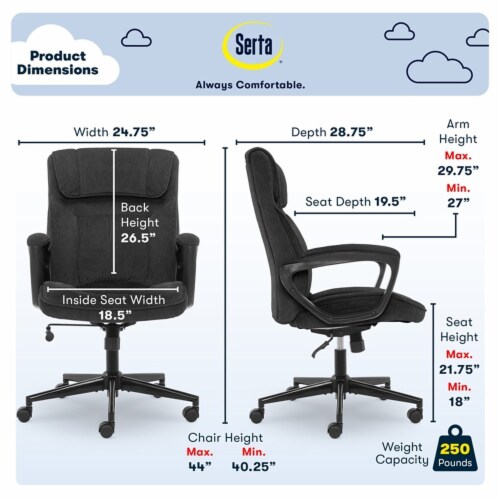 Serta Hannah Microfiber Office Chair with Headrest Pillow Charcoal Gray, 1  - Kroger