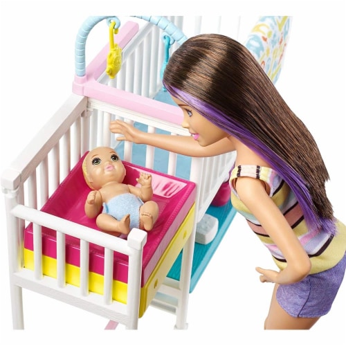 Mattel Barbie Skipper Babysitters Inc Nap n Nurture Nursery Dolls and Playset Perspective: top