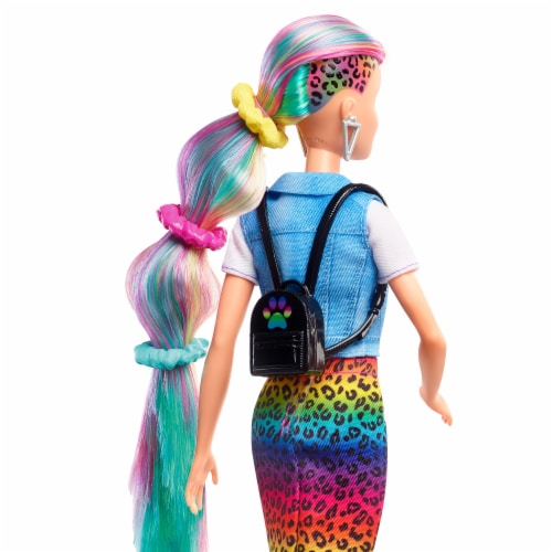 Mattel Barbie® Leopard Rainbow Hair Doll Perspective: top