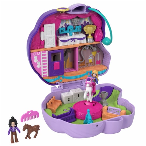 Polly Pocket Jumpin? Style Pony Compact with Horse Show Theme, Micro Polly Doll & Friend Perspective: top
