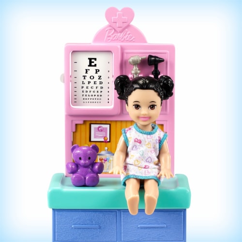 Barbie Pediatrician Playset, Blonde Doll, Exam Table, X-ray & Accessories Perspective: top
