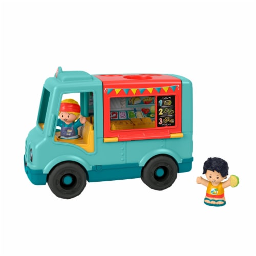 Fisher-Price Little People Serve It Up Food Truck, Push-Along Musical Toy Vehicle w/ Figures Perspective: top