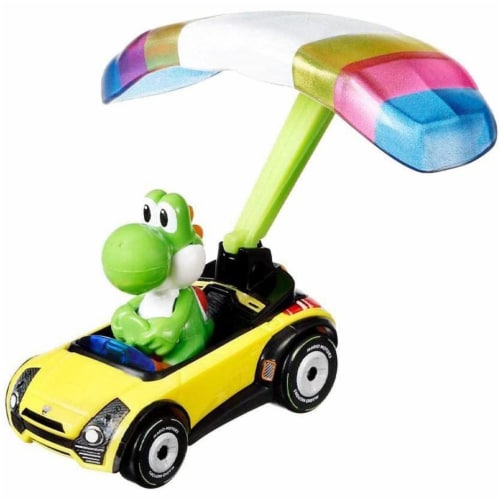 Mattel Hot Wheels® Mario Kart Yoshi Coupe + Parafoil Perspective: top