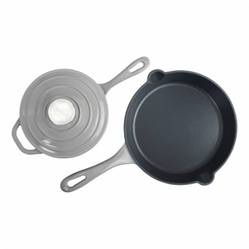 Dash of That Sauce Pan And Skillet Set Enameled Cast Iron - Gray Perspective: top