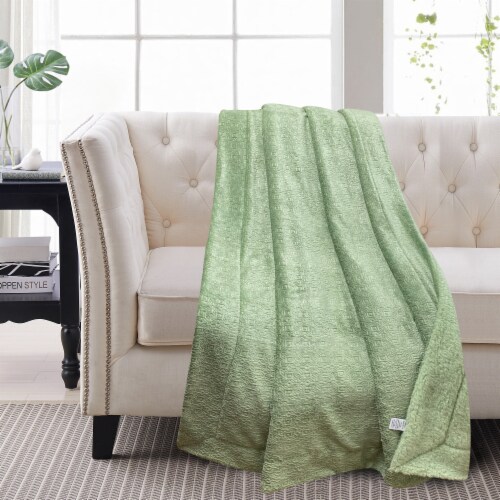 HD Oversized Christmas Throw - Embossed Green Perspective: top