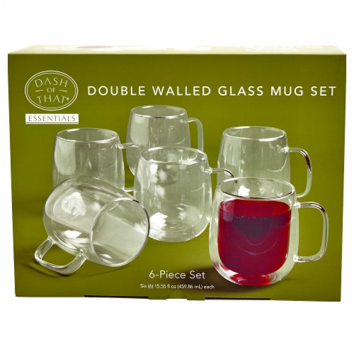 Dash of That Essentials Clear Double Wall Glass Mug Set Perspective: top