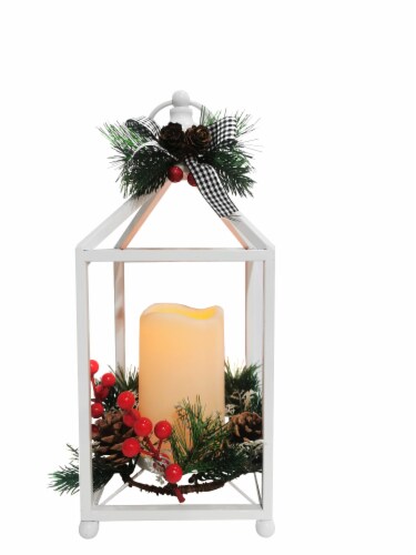 Holiday Home LED White Lantern Christmas Décor Perspective: top