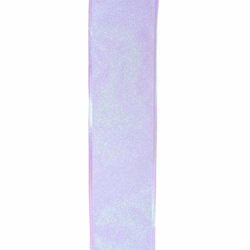 Holiday Home® 2.5" Wire Edge Iridescent Glitter Ribbon - White Perspective: top