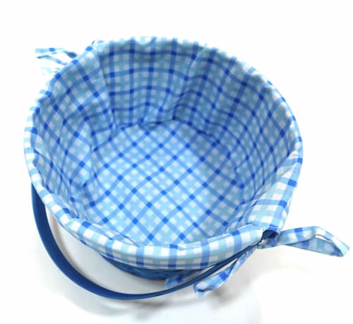 HH 8.5in Lined Bamboo Basket Blue Perspective: top