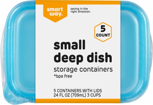Smart Way™ BPA-Free Plastic Small Deep Dish Food Storage Container - 5 pack Perspective: top