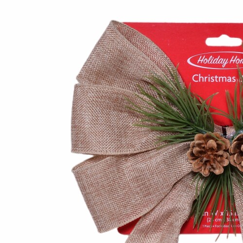 Holiday Home Burlap Bow Wreath Perspective: top