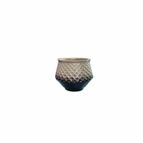 HD Designs Outdoors Indoor Diamond Texture Ceramic Small Pot - Black Ombre Perspective: top