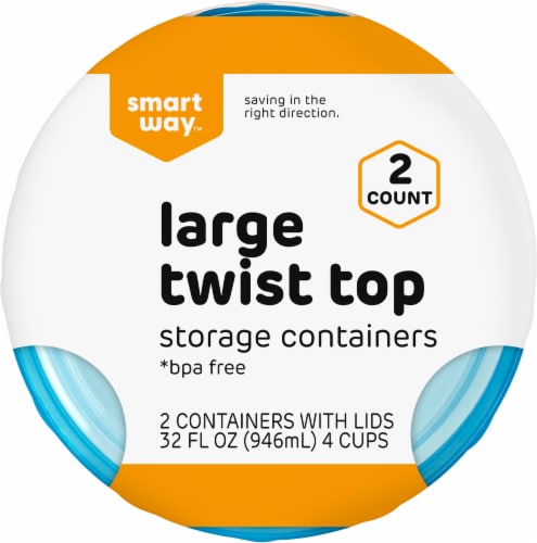 Smart Way™ BPA-Free Large Twist Top Storage Containers Perspective: top