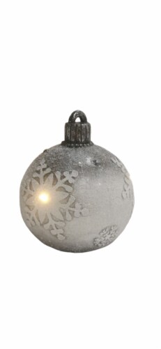 Holiday Home Silver Snowflake Ornament With LED Lights Perspective: top