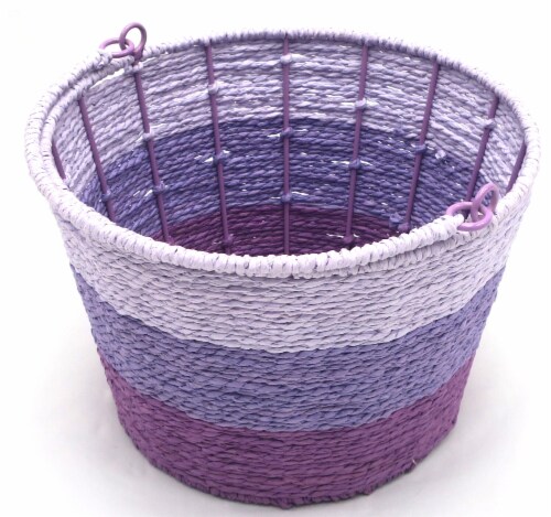 Holiday Home Easter 9” Ombre Paper Rope Barrel Basket - Purple Perspective: top