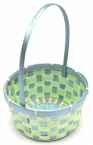 Holiday Home Easter Checkerboard Weave Basket- Green Perspective: top