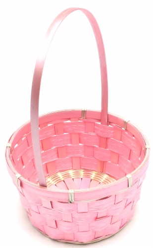 Holiday Home Easter Pearlized Bamboo Basket- Pink Perspective: top