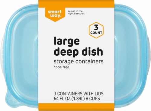 Deep Dish Food Storage Containers, 64 oz, 3/Pack