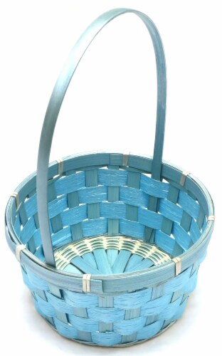 Holiday Home Easter Pearlized Bamboo Basket- Blue Perspective: top