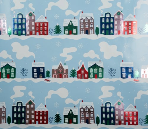 Holiday Home 30 Inch Ticky Tacky Houses Gift Wrap Roll Perspective: top