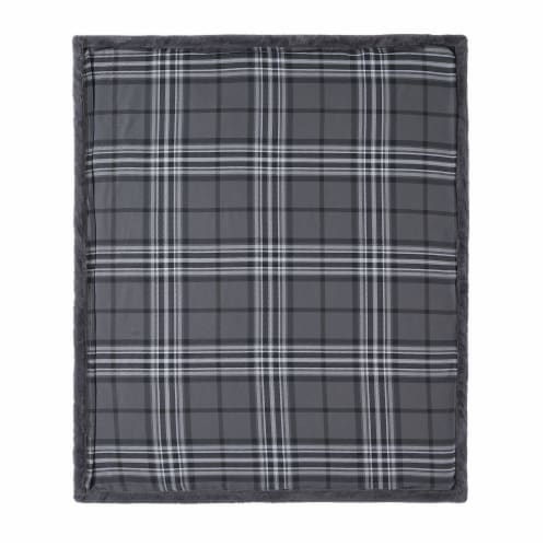 HD Designs Plaid Faux Fur Reversible Throw Blanket - Gray Perspective: top